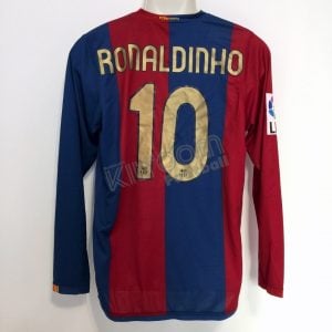 2006-07 Barcelona Home L/S Shirt Ronaldinho #10 Nike (Very Good) M