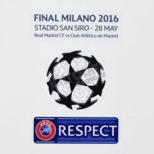 2015-16 Atletico Madrid Champions League Final Milano 2016 Set Player Issue Patch Sporting ID - Image 1