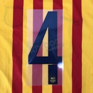 2015-16 Barcelona Player Issue Away Name Set Avery - #4 (Match Number)