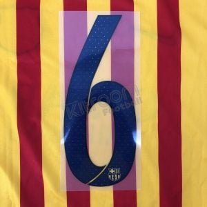 2015-16 Barcelona Player Issue Away Name Set Avery - #6 (Match Number)