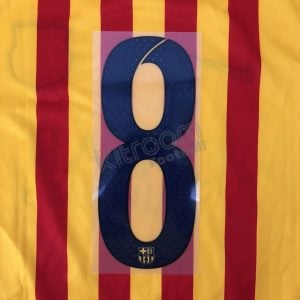 2015-16 Barcelona Player Issue Away Name Set Avery - #8 (Match Number)