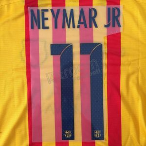 Original Player Issue 2015-16 Barcelona Away Name Number Set #11 NEYMAR JR Avery - Image 1