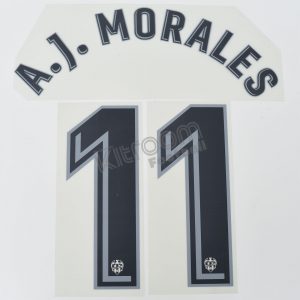 2017-18 Levante Player Issue Third Name Set A. J. MORALES #11