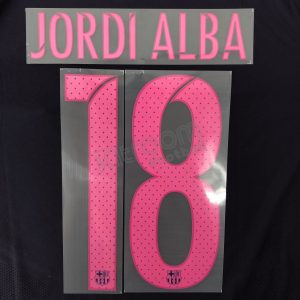 2016-17 Barcelona Player Issue Away Name Set Avery - #18 JORDI ALBA