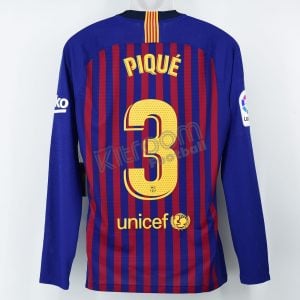 2018-19 Barcelona Player Issue Home L/S Shirt Piqué #3 Iniesta Tribute Match Nike *BNWT* L