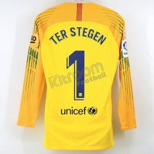 2018-19 Barcelona Player Issue Yellow GK Shirt #1 Ter Stegen La Liga Match Un Worn **