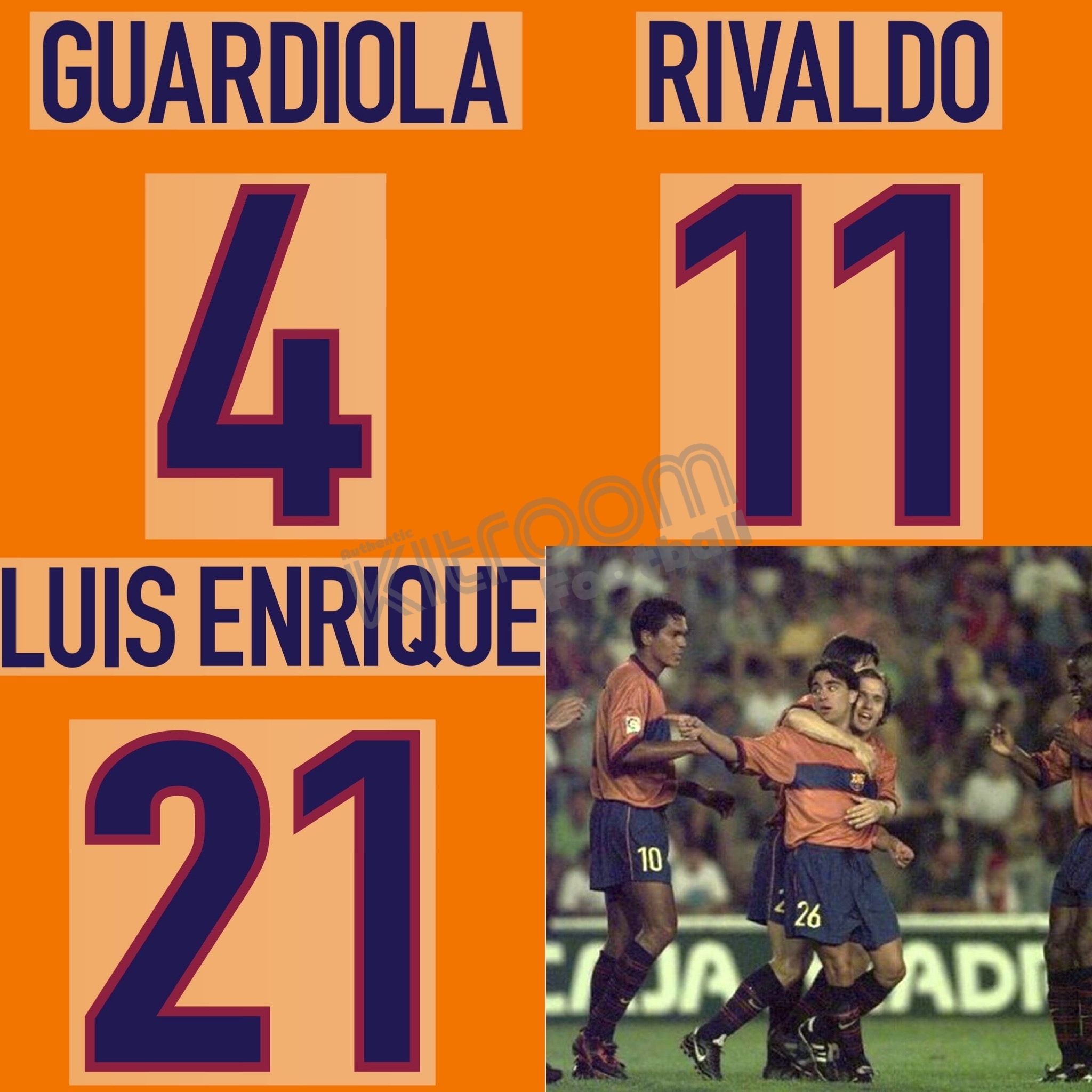 1998-00 Barcelona Away Name Set RIVALDO 