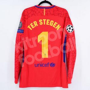 2017-18 Barcelona GK Shirt #1 TER STEGEN Match Issued Un Worn Champions League vs Roma Red