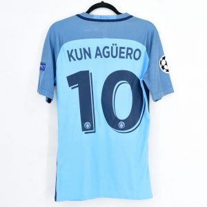 2016-17 Manchester City Home Shirt Player Issue CL #10 KUN AGÜERO (Excellent) M - Image 1