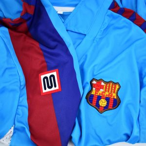 1984-90 Barcelona Away Retro Blue Shirt L/S #9 - Image 3
