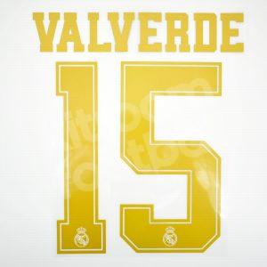 2019-20 Real Madrid Player Issue Home Gold Name Set Sporting ID - #15 VALVERDE