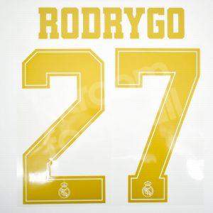 2019-20 Real Madrid Player Issue Home Gold Name Set Sporting ID - #27 RODRYGO