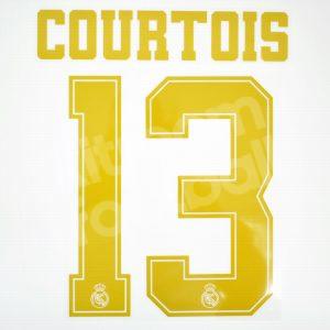 2019-20 Real Madrid Player Issue Home Gold Name Set Sporting ID - #13 COURTOIS
