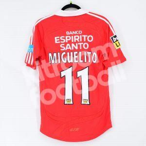 2007-08 Benfica Home #11 MIGUELITO Match Worn Shirt