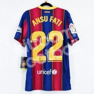 2020-21 Barcelona Home Match Shirt #22 ANSU FATI La Liga - Image 1
