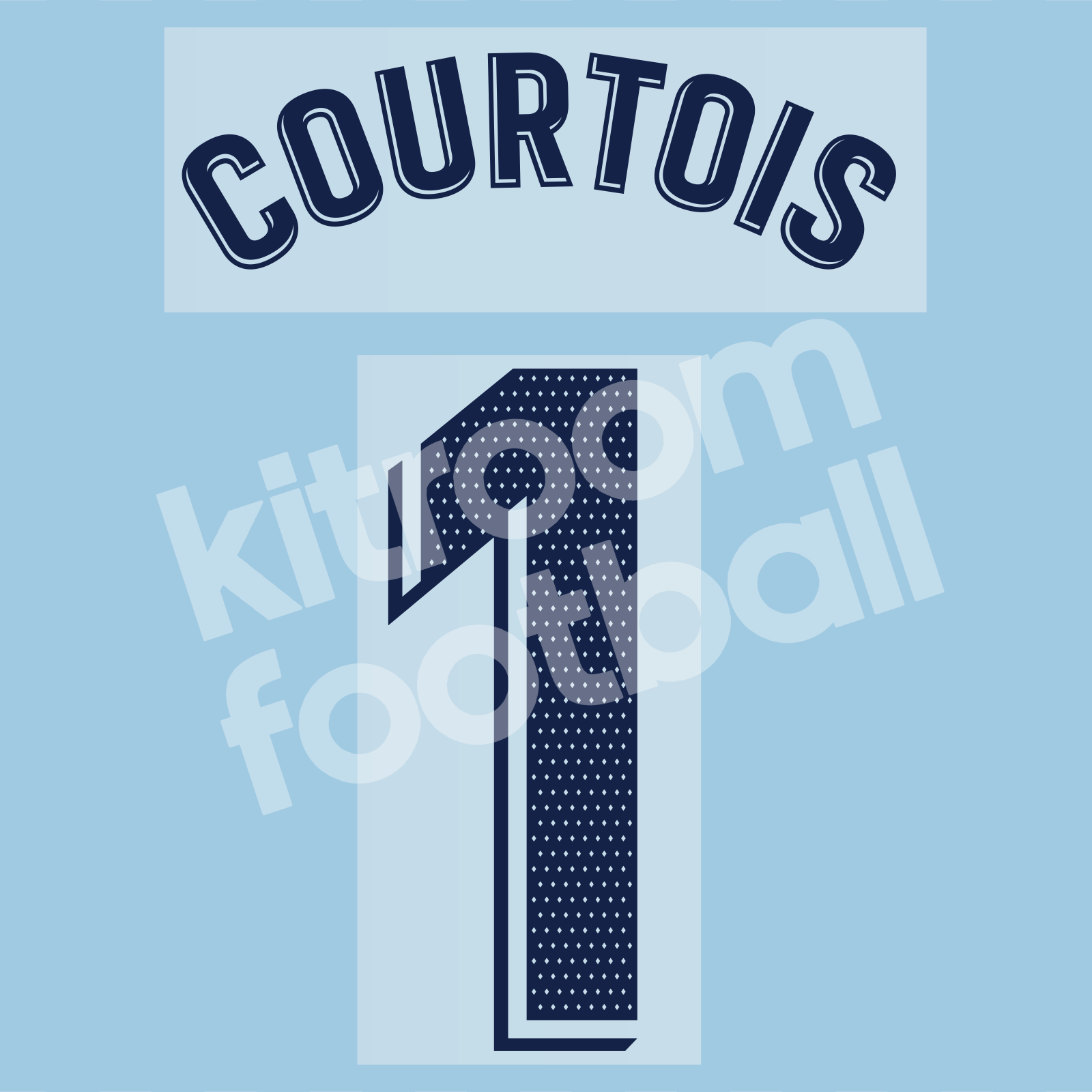 Real Madrid Courtois 25/26 kinderset – blauwe keeperuitrusting (shirt broek) | officiële replica | naam Courtois en rugnummer 1, maten 6 tot 14 jaar, Blauw, Regular