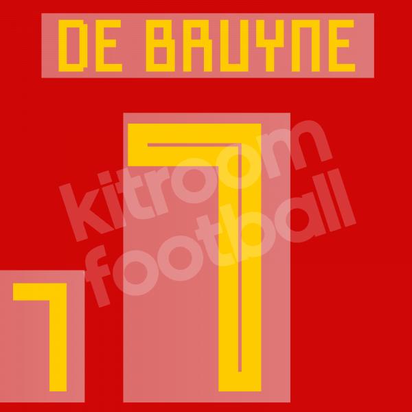 De Bruyne #7 Belgium World Cup 2018 Home Football Nameset for Shirt 