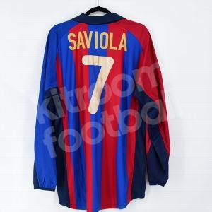2001-02 Barcelona Player Issue Home Shirt #7 SAVIOLA Champions