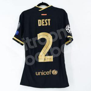 2020-21 Barcelona Away Shirt #2 DEST Champions League Match Worn Issue - Image 1