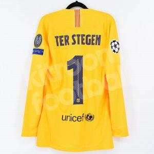 2019-20 Barcelona Yellow Player Issue GK Shirt #1 TER STEGEN Champions League - Image 1
