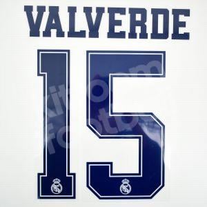 Original Player Issue 2019-20 Real Madrid Third Blue Name Set #15 VALVERDE Sporting ID