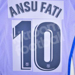 2021-22 Barcelona Away Name Number Set La Liga Repro - #10 ANSU FATI