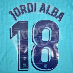 2019-20 Barcelona Player Issue Name Set Third La Liga - #18 JORDI ALBA