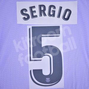 2021-22 Barcelona Away Name Number Set #5 SERGIO La Liga Repro