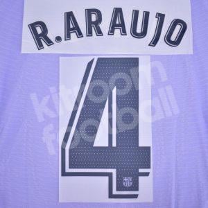 2021-22 Barcelona Away Name Number Set La Liga Repro - #4 R. ARAUJO