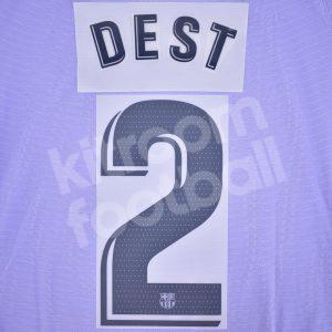 2021-22 Barcelona Away Name Number Set La Liga Repro - #2 DEST