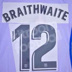 2021-22 Barcelona Away Name Number Set La Liga Repro - #12 BRAITHWAITE