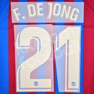 2021-22 Barcelona Home Name Set La Liga Repro - #21 F. DE JONG