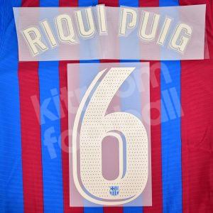 2021-22 Barcelona Home Name Set La Liga Repro - #6 RIQUI PUIG
