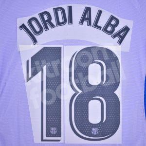 2021-22 Barcelona Away Name Number Set La Liga Repro - #18 JORDI ALBA