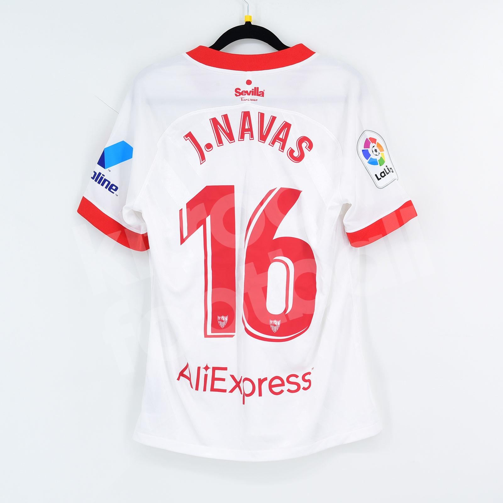 Offizielle T-Shirt Sevilla F.C Warrior Größe L Siebdruck Utillaje Nr. 7 J. Navas