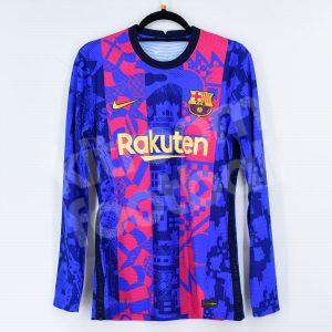 2021-22 Barcelona Champions League Player Issue  Shirt  *New* LS Size M