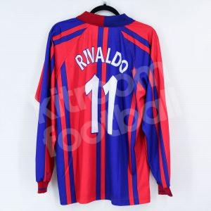 1997-98 Barcelona Home Long Sleeve Shirt #11 RIVALDO Champions League Kappa (Size XL)
