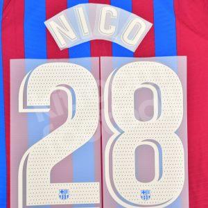 2021-22 Barcelona Home Name Set #28 NICO La Liga Repro