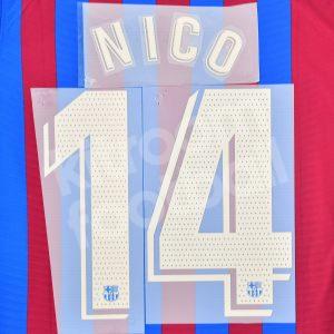 2021-22 Barcelona Home Name Set #14 NICO La Liga Repro