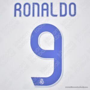 2006-07 Real Madrid Home Name Number Set #9 RONALDO Repro