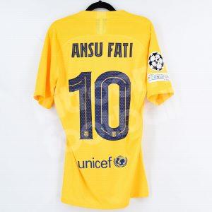 2021-22 Barcelona Senyera Shirt  #10 ANSU FATI Champions League Match Issued Un Worn vs Benfica