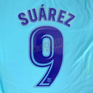 Original Player Issue 2017-18 Barcelona Away #9 SUÁREZ Name Number Set Avery - Image 1