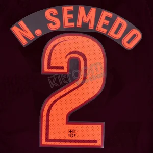 Original Player Issue 2017-18 Barcelona Third #2 N. SEMEDO Name Number Set Avery