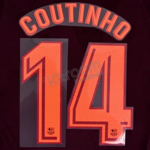 Original Player Issue 2017-18 Barcelona Third #14 COUTINHO Name Number Set Avery