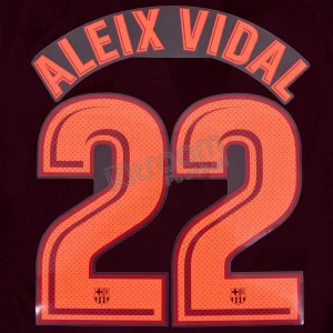 Original Player Issue 2017-18 Barcelona Third #22 ALEIX VIDAL Name Number Set Avery