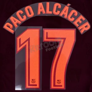 Original Player Issue 2017-18 Barcelona Third #17 PACO ALCÁCER Name Number Set Avery