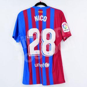 2021-22 Barcelona Home Shirt  #28 NICO Match Issued Un Worn Liga Marato vs Elche