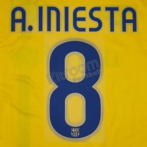 Original Player Issue 2008-10 Barcelona Away #8 A. INIESTA Name Number Set Sipesa - Image 1