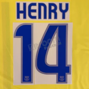Original Player Issue 2008-10 Barcelona Away #14 HENRY Name Number Set Sipesa