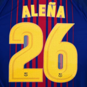 Original Player Issue 2017-18 Barcelona Home #26 ALEÑA Name Number Set Avery